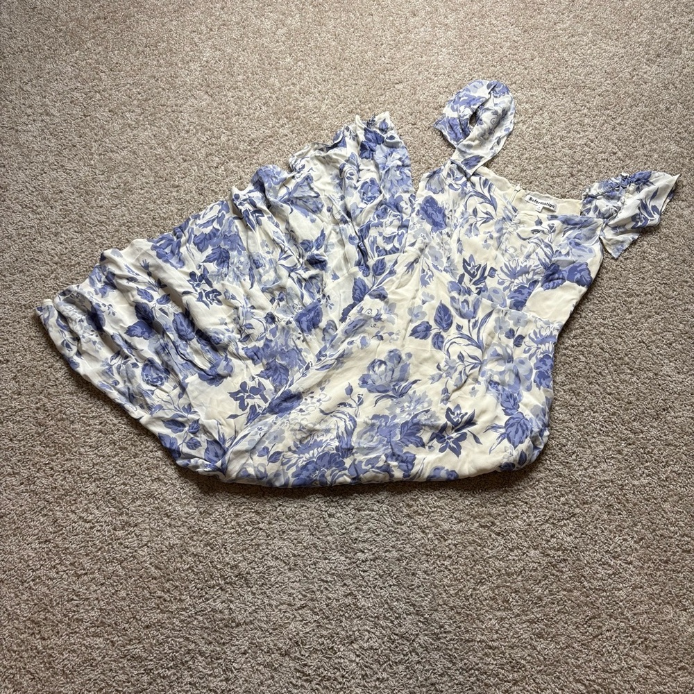 Reformation Blue and White Floral Midi Dress